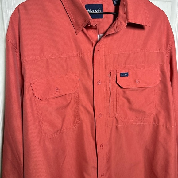 Men's Wrangler Performance X-Large Button Western Long Sleeve Shirt In Salmon - Picture 6 of 16